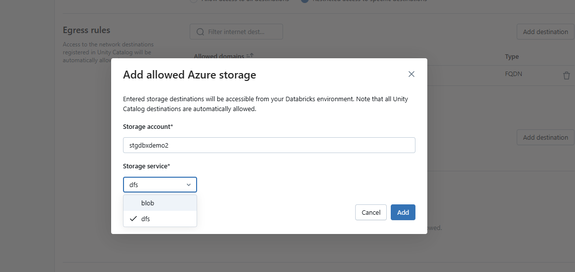 Add an allowed storage account