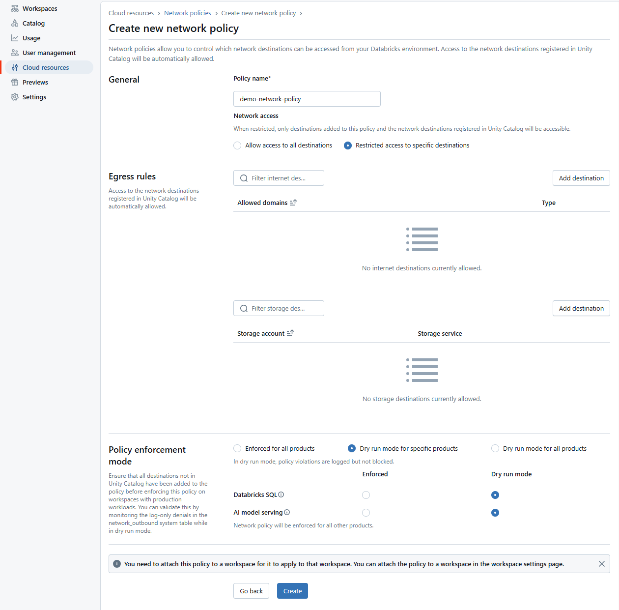 Create Network Policy