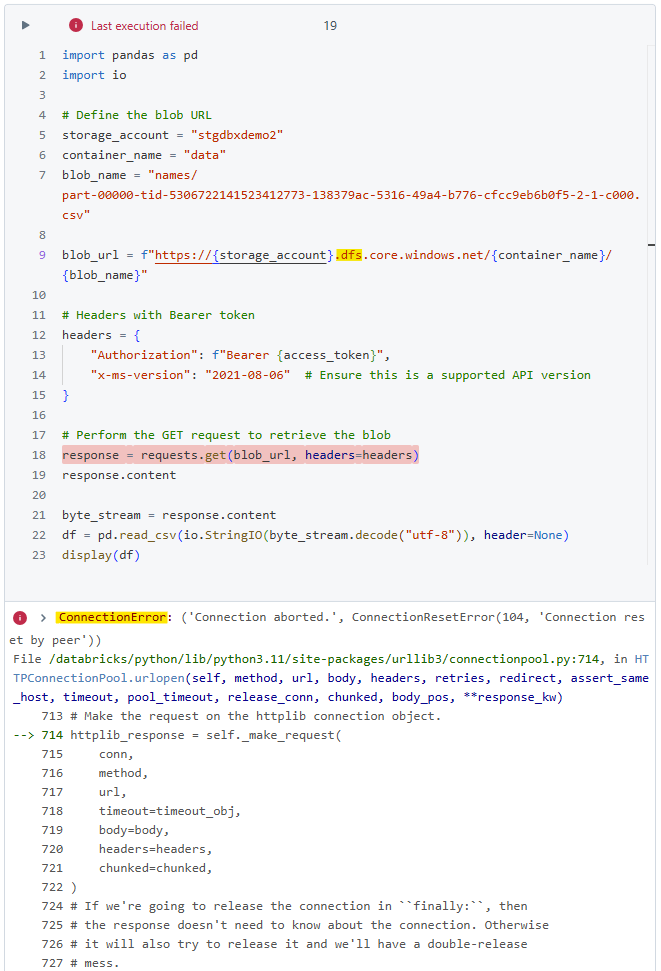 Blocked Access to Storage Account dfs endpoint