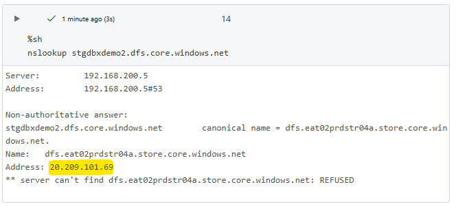 Successful domain name resolution
