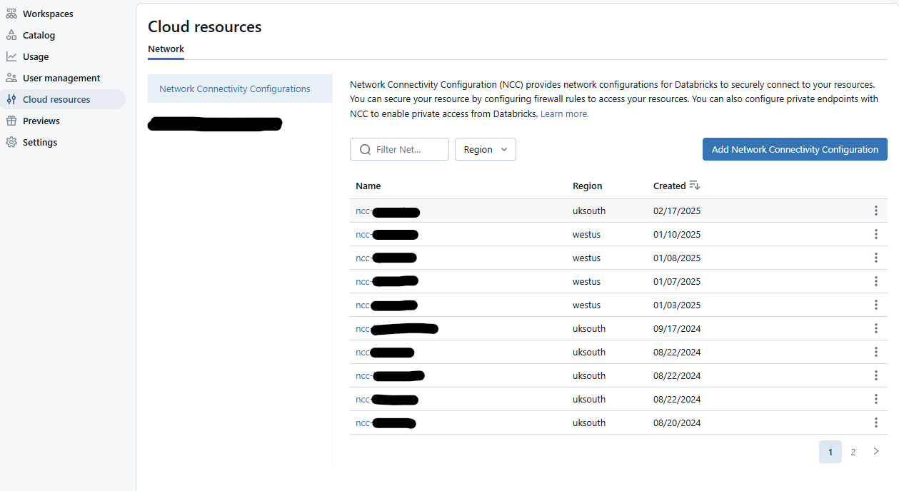 Network Connectivity Configurations (NCCs)