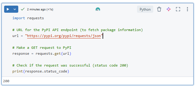 Successful connection to pypi.org