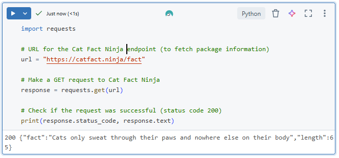 Successful Cat Fact Ninja Request